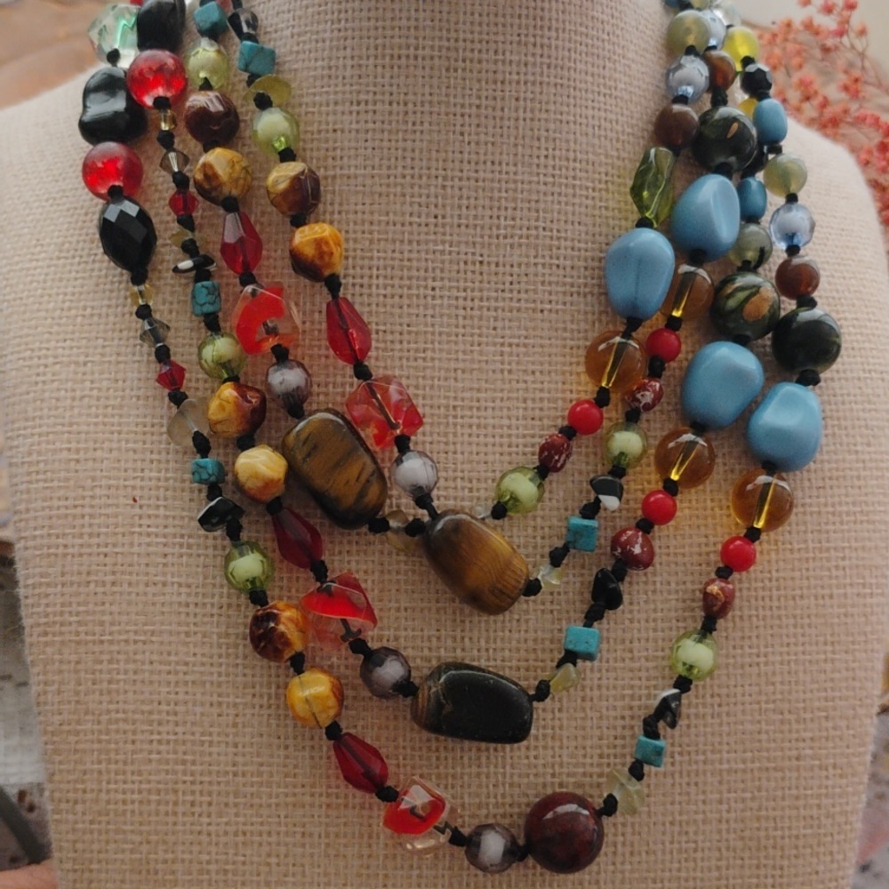 Cookie Lee Multicolor Glass Beaded Long Neklace